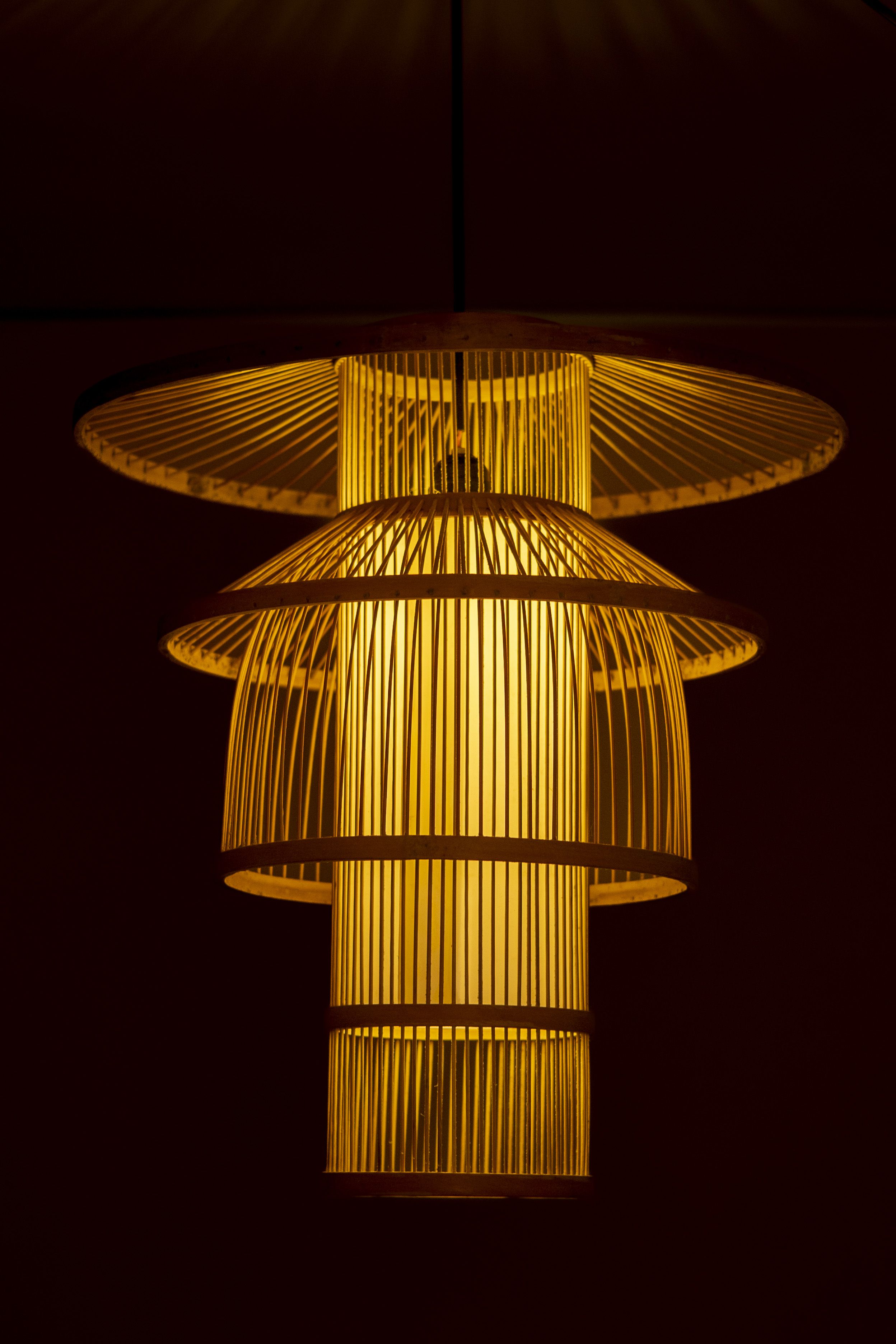 Bamboo Light with acryllic sheet |  Chandelier Lamp | Hanging light view 2