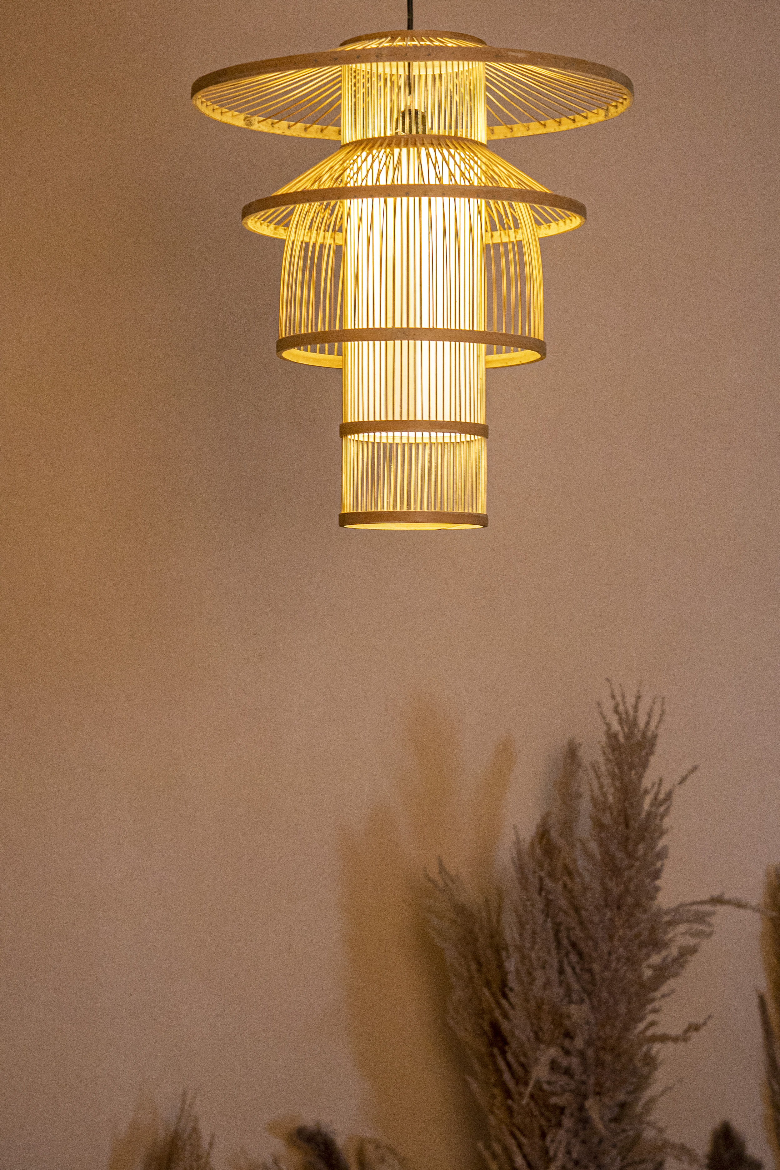Bamboo Light with acryllic sheet |  Chandelier Lamp | Hanging light view 3