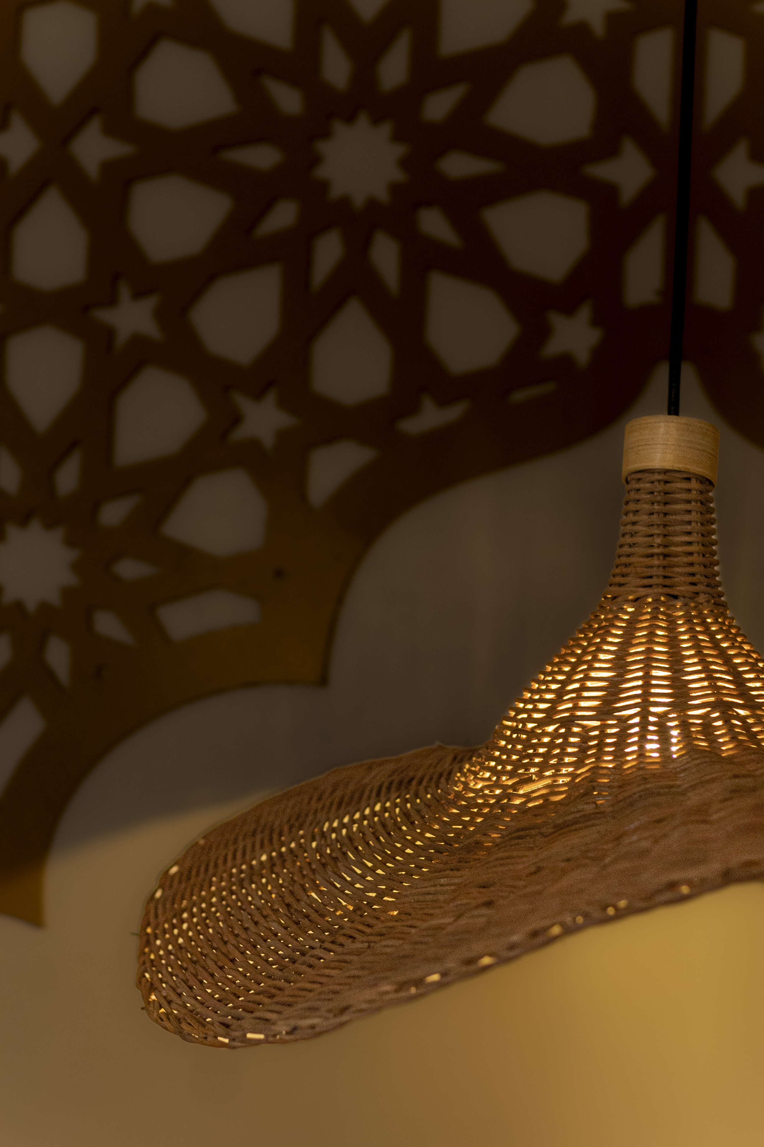 Rattan lampshade |  Chandelier Lamp | Hanging light view 2