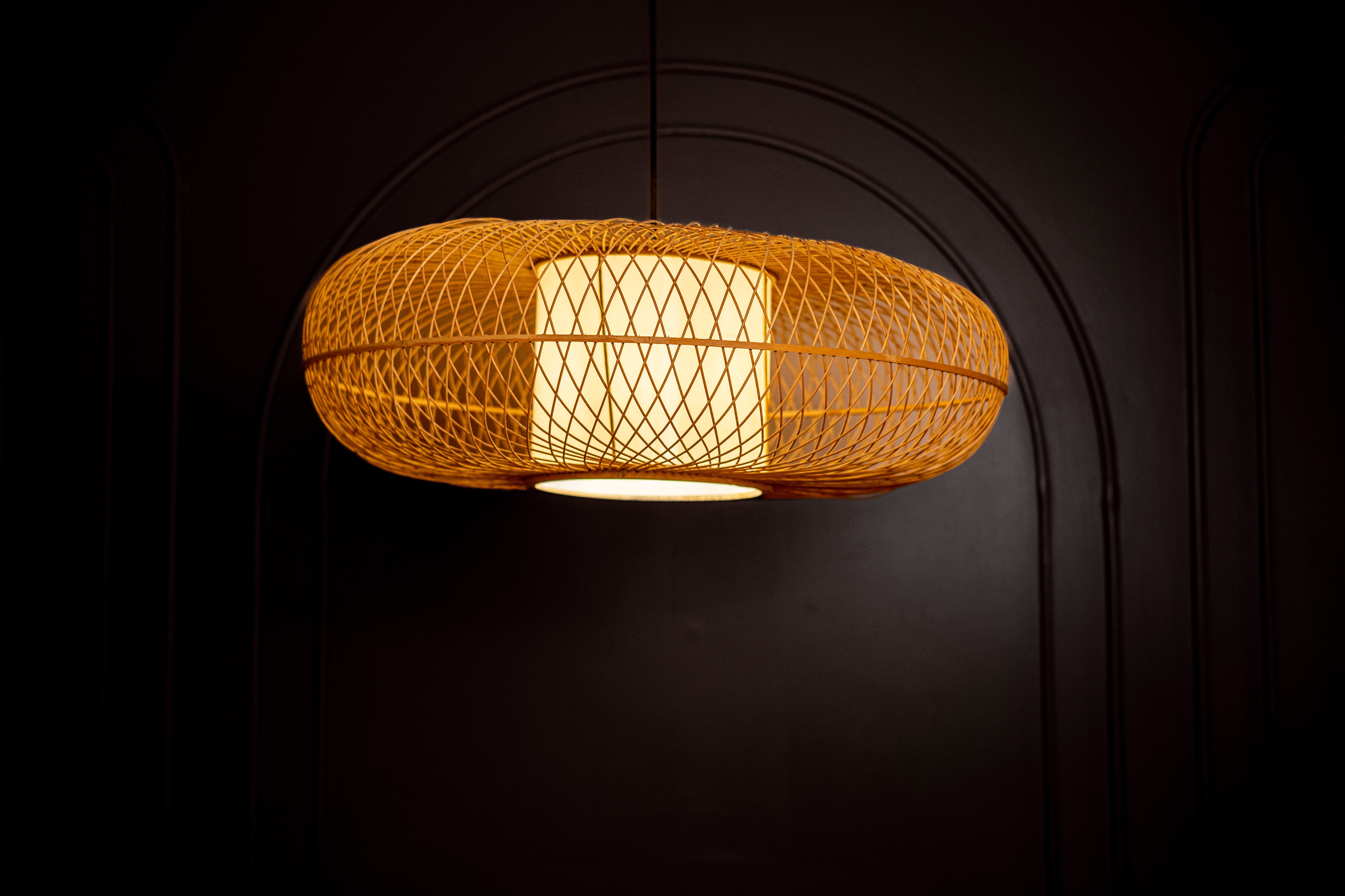 Rattan Light with Acryllic Sheet |  Chandelier Lamp | Hanging light view 4