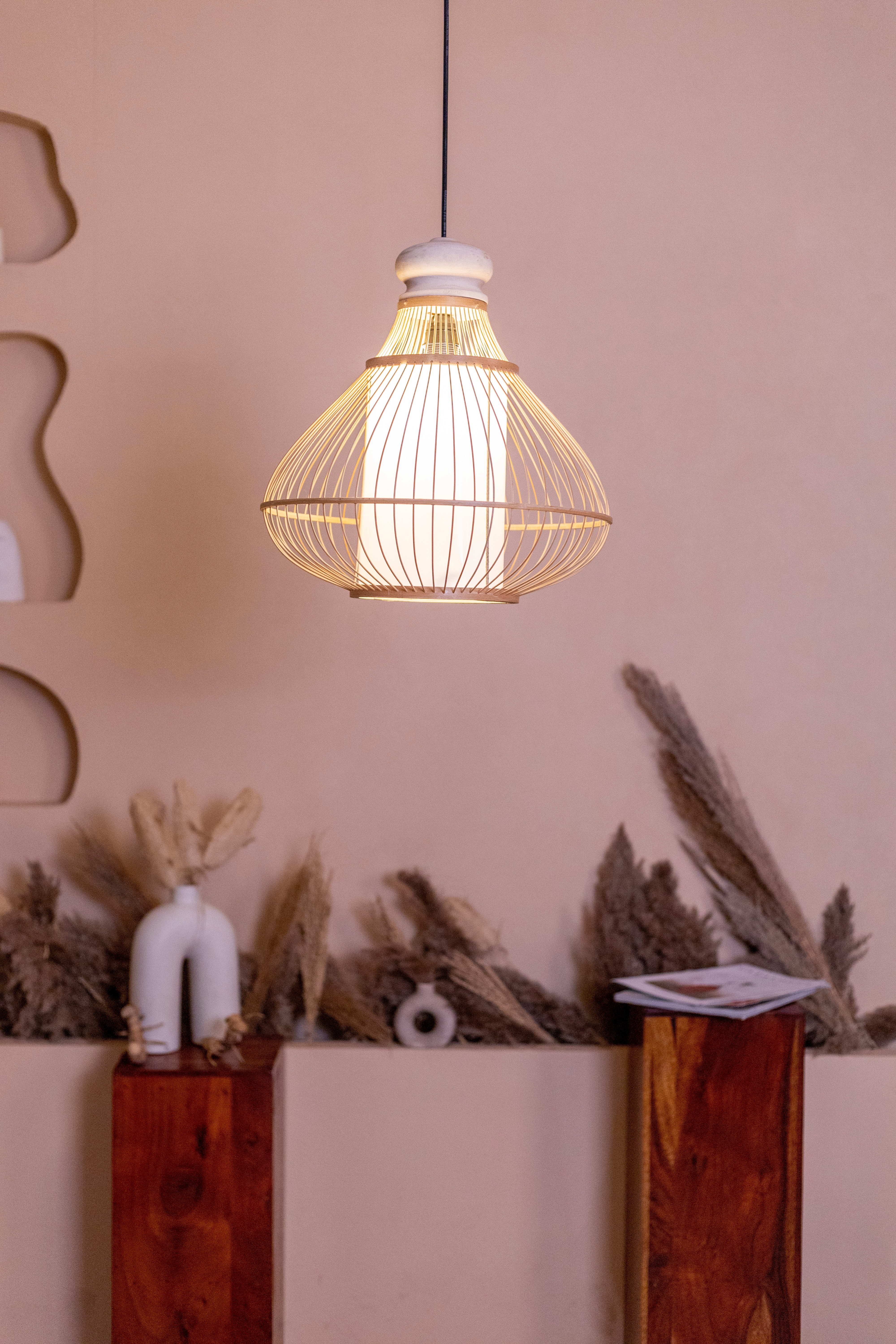 Bamboo Light with Acrylic sheet |  Chandelier Lamp | Hanging light view 2