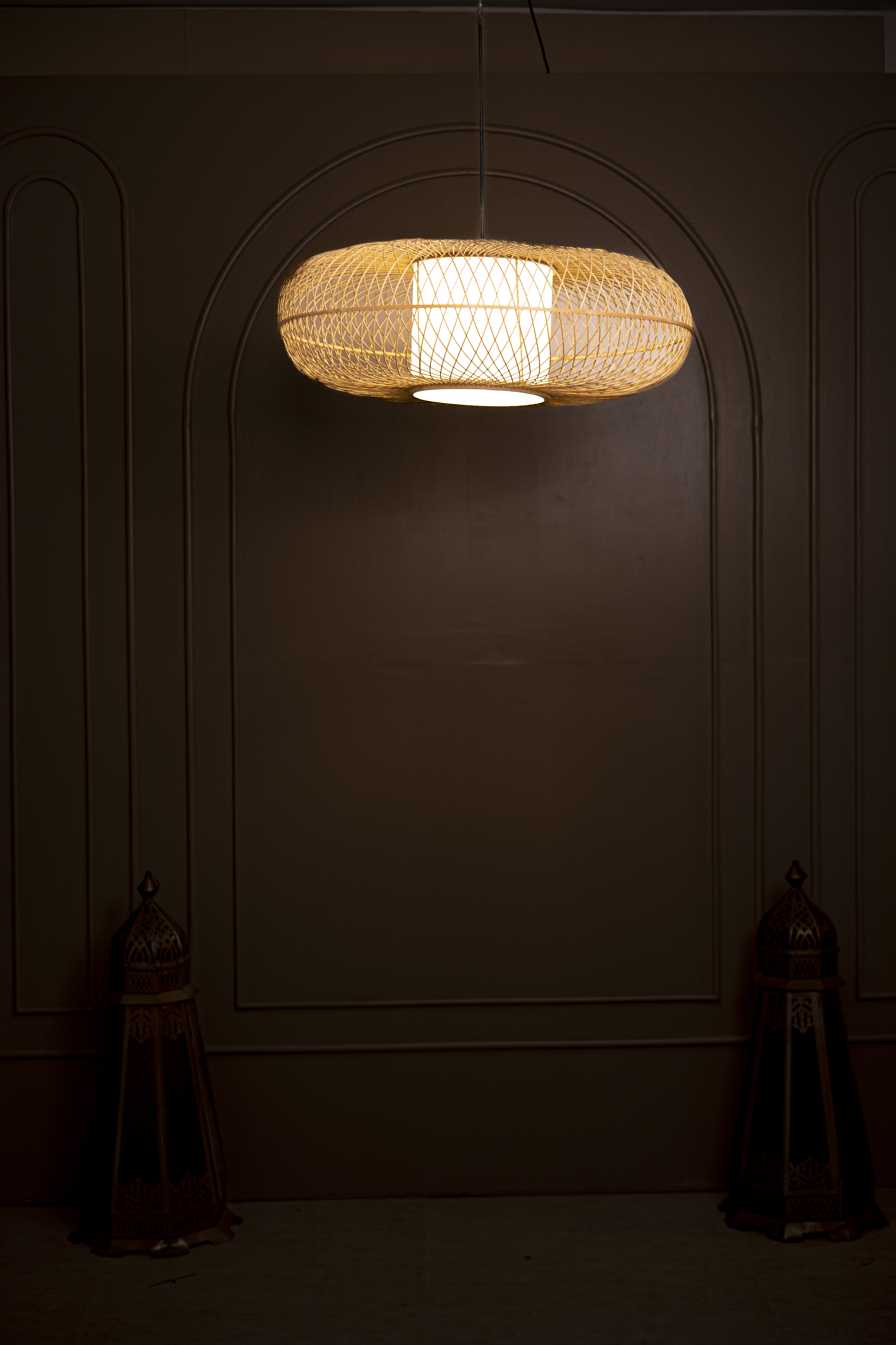 Rattan Light with Acryllic Sheet |  Chandelier Lamp | Hanging light